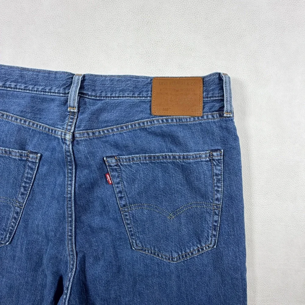 Levis Premium LOT 568 LOOSE STRAIGHT Big E Jeans Cotton Linen Denim Mens 36x32